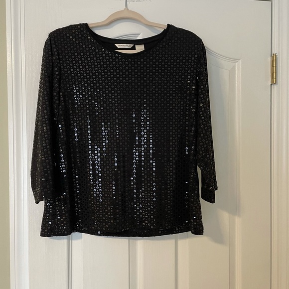 Laura Ashley Tops - 3/$25 Women’s size medium black sequin shirt